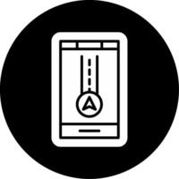 GPS Map Path Indicator Glyph Circle Inverted vector