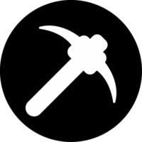 Rugged Mountain Pickaxe Icon Glyph Circle Inverted vector