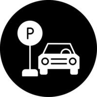 Reserved Parking Space Icon Glyph Circle Inverted vector