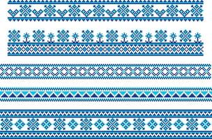 Set of embroidering pattern seamless borders vector