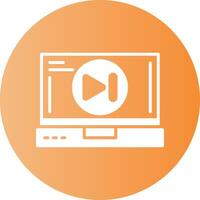 Skip forward Laptop Interface Solid Gradient Circle Icon vector