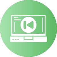 Skip backward Laptop Interface Solid Gradient Circle Icon vector