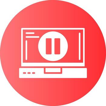 Pause Laptop Interface Solid Gradient Circle Icon vector