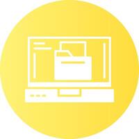 Folder Laptop Interface Solid Gradient Circle Icon vector