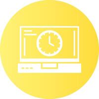 Clock Laptop Interface Solid Gradient Circle Icon vector
