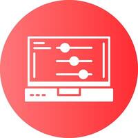 Settings Laptop Interface Gradient Circle Icon Design vector