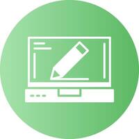 Edit Laptop Interface Solid Gradient Circle Icon vector
