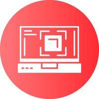 Full screen Laptop Interface Solid Gradient Circle Icon vector
