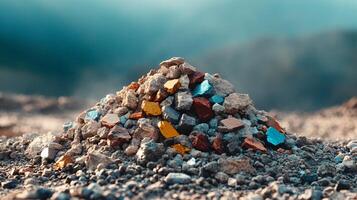 Unique Collection of Rare Earth Elements Displayed on Rough Surface photo