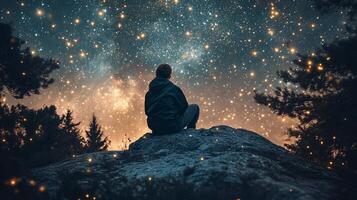 Vast cosmos illuminated with countless twinkling stars against a dark backdrop photo