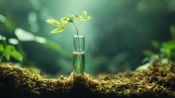Abstract Biology Background with Moss and Fungi Elements photo