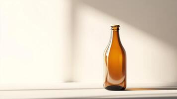 Sleek Glass Bottle Display with Minimal Label Under Soft Studio Lighting photo