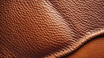 Copper Brown Leather Background with Rich Grain Texture for Vintage Aesthetics photo