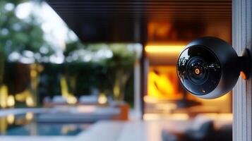 High-Tech Modern Home Security Camera Vigilantly Monitoring Surroundings photo