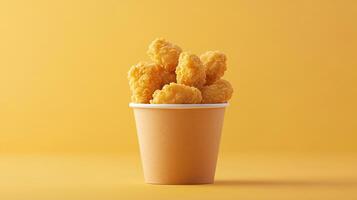 Delicious Takeaway Popcorn Chicken in a Modern Design Container photo