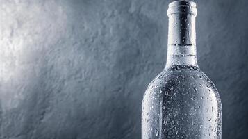Elegant ice wine display with condensation highlighting sleek glass photo