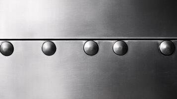 Brushed Stainless Steel Plate Sheet with Rivets Showing Distinctive Texture photo