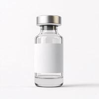 mockup of a medical vial with a blank label on white background photo