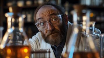 A Dedicated Scientist Analyzing Chemical Reactions in a Laboratory Setting photo