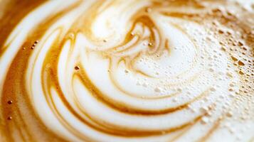 Abstract Close-Up of Swirling Coffee Creamer Creating Unique Patterns photo