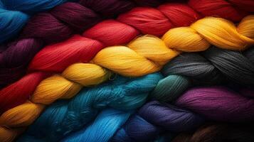A Close-Up View of Colorful Yarn Threads at a Textile Factory photo