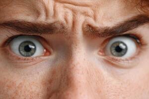 A close up of a man's face with a big mouth photo