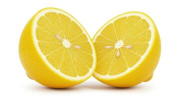 Two halves of a lemon are cut in half photo