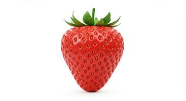 A strawberry is shown on a white background photo