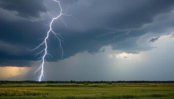a thunderstorm approaching over open plains photo