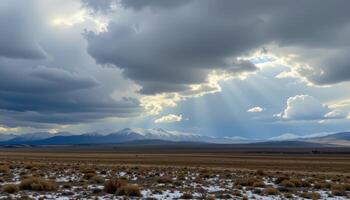 a cloudy sky over a vast tundra photo