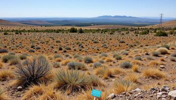 a windswept plateau with sparse vegetation photo