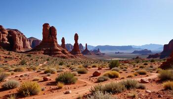 a red rock desert with strange formations photo
