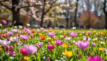 a spring meadow blooming with fresh life photo