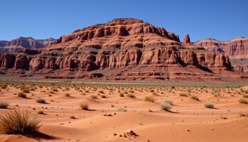 a red rock desert with layered formations photo