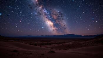a star filled sky above a vast desert plain photo
