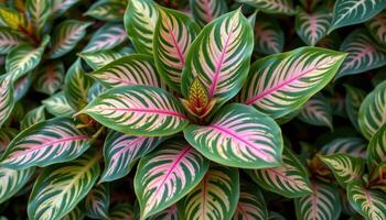 maranta plants with striking patterned leaves photo