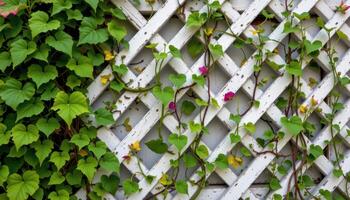 vines growing on a lattice panel photo