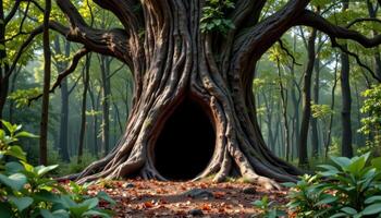 a hollow tree in the heart of the forest photo