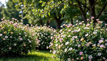 bushes swaying gently in a summer breeze photo