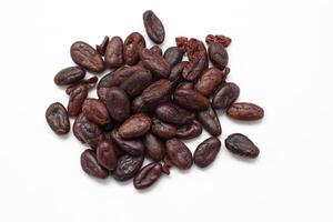 cocoa beans on white background, cocoa photo