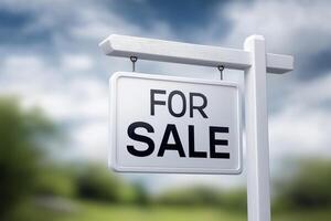 Real estate sign indicating property availability in a sunny outdoor setting photo