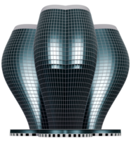 Model of a modern skyscraper in the shape of a clover png