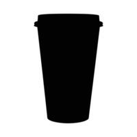 Cup drink coffee beverage container disposable takeout black silhouette graphic illustration design element vector