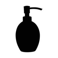 Black bottle container dispenser fluid hygiene liquid lotion pump sanitizer silhouette soap skincare vector