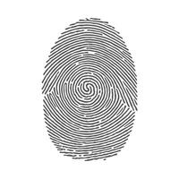 Unique identification security identity personal print human forensic crime evidence scan graphic silhouette vector