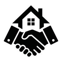Handshake icon with house and handshake vector