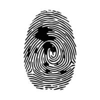 Fingerprint identification security thumbprint identity print unique pattern forensic mark crime evidence silhouette vector