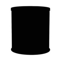Black container isolated dark object cylindrical shape simple storage design graphic blank template empty round silhouette vector