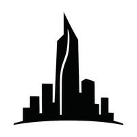 A black and white silhouette of a skyscraper vector