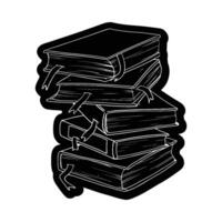 Stack of books study reading literature knowledge education library learning textbook school pile stacked read silhouette vector